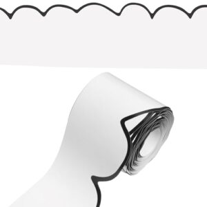 Fuutreo 67.3 ft Bulletin Board Border Roll Decorations Back to School Bulletin Board Decor Trim for Library Classroom Office Chalkboard Kindergarten Elementary Home Wall Party (Wave,White Black)
