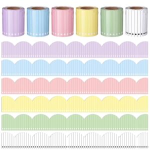 Fuutreo 6 Roll 197 ft Pastel Composition Notebook Bulletin Board Borders Colorful Notebook Line Classroom Decoration Scalloped Trim Border Decor for Back to School Chalkboard Office Wall