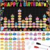 Fuutreo Happy Birthday Pocket Chart Classroom Birthday Board Reusable Calendar Wall Hanging Chart with 144 Dry Erase Cards School Bulletin Board Decor(Cute Animal Style)