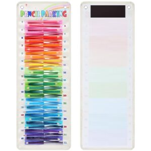 Fuutreo Pencil Parking Pocket Chart Pencil Dispenser Organizer Holder Nylon Fabric with Grommets and Magnetic Strip for Kids Teachers Classroom School Storage Supplies (Rainbow,Pink)