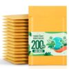 Fuxury Bubble Mailers 4x8" 200 Pack Kraft Padded Envelopes Usable Size 4x7 Strong Self Seal Padded Mailers, Thick Bubble Envelopes for Shipping Jewelry, Trading Cards, Small Business #000 Yellow