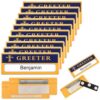 Fuyoooo 10 Pcs Magnetic Greeter Name Badges Tag for Church 1 x 3 Inch Personalized Metal Greeter Name Tags with Cross and Magnets Reusable for Uniform Clothes Church Gatherings