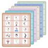 Fuyoooo 6 Pcs Back to School Pocket Chart, 14" x 17" Pocket Chart for Classroom Wall Hanging Wood Painted Fabric Mini Charts for First Day of School Classroom Bulletin Board Home Decor