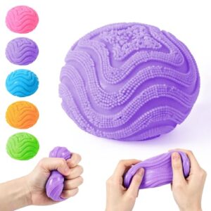 Fuzz Ball, Squishy Stress Ball, Soft Fidget Toy for Anxiety Relief, Fuzz Stress Ball, Sensory Squishy Ball Calming Tactile Grip for Focus & Relaxation (Purple)