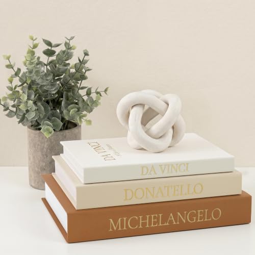 Fveuc 3-Piece Linen Decorative Book Box Set, Fabric Covered Fake Books for Shelf Decor, Modern Aesthetic Storage Books with Secret Compartment, Neutral Home Decor (Terracotta-Beige-White)