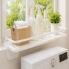 Fvmsse 8 Inch Wide Indoor Window Sill Extender Shelf with Guardrail