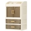Fxzqgnh Cosmetic Storage Cabinet Divided Desktop Vanity Organizer Large Capacity Cosmetic Display Case for Dressing Table, 1 Door 1 Drawer, 23x19x29cm