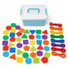 Fxzqgnh Lacing Craft Buttons Toy, Geometric Shaped Assorted Buttons for Fine Motor Skills Training, Classroom Use
