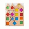 Fxzqgnh Wooden Building Toy with Acrylic Inserts Stackable Sensory Blocks with Colored Openings Educational Stacking Toy for Young Children, Preschoolers