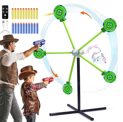 fygurso 2-Player Shooting Game Toy, Foam Dart Toy Gun with Auto Reset Rotating Shooting Target, Ideal Gift for Kids Ages 6,7,8,9,10+ Green