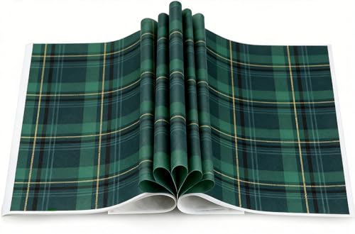 FYSUIMU 100 Pcs Green Blue Plaid Wax Paper Vintage Tartan Deli Wrap Paper Waterproof Oil-Proof Basket Liners for Food Sandwich Picnic Kitchen Bear Baby Shower Birthday Party Supplies