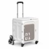 FytStycale Folding Utility Cart with Lid Heavy Duty Foldable Rolling Crate Folding Cart with Lid for Picnic, White Gray