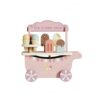 FytStycale Wooden Ice Cream Cart Rolling Wheeled Ice Cream Cart Interactive Play Plaything , Pink