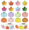 G-1000Pcs Fall Thanksgiving Stickers Rolls Holographic Glitter Autumn
