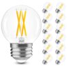 G16.5 Edison LED Globe Bulbs Dimmable, E26 Medium Base, 6W 60W Equivalent, Round Light Bulbs, 4000K Neutral White, CRI90+, 600LM for Ceiling Fans, Chandeliers, Vanity & Pendant Lights, 12 Pack