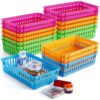 Gabotrie 16 Pack Classroom Storage Baskets, Small Plastic Organizer Basket, Colorful Storage Trays for Organizing, Pencil Containers Baskets for Home School Office Desk Shelf, 10.2"L x 6.5"W x 2.4"H