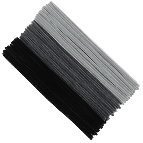 GAGANIU 300pcs Craft Pipe Cleaners, Black Gradient Chenille Stems in 3 Shades for Crafts – 12 Inch Craft Supplies for DIY Projects, Art Activities, Decorations & More