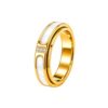 GAIMNCRIX Rotatable Mother of Pearl Fidget Stainless Steel Ring，Gold：6