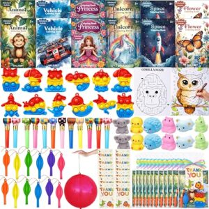GALASET Party-Ready Favors for Kids – 12 Pack Evenly Assorted Goodie Bags for All Ocassions with Squishy Toys, Pop It Fidget Toys, Coloring Books & Balloons | Ages 3-12, Boys & Girls