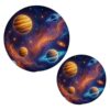 Galaxy Planets Stars Nebulae Glitter Trivet Mat 2PCS Round Woven Potholders Kitchen Table Countertop Protector Hot Pads Farmho