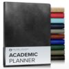 Gallery Leather Academic Planner 2027, Teacher and Student Weekly Monthly Planner, Elegantly Bound Calendar with Gold-Gilded Page Edges, 18 Months - Acadia Black - 9x7"