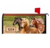 Galloping Horses Fully Magnetic Mailbox Cover, Running Horse Farm Mailbox Wrap with Address Numbers, UV-Protected, Fits Standard Mailboxes