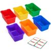 GAMENOTE 6 Quart Storage Bins with Lids, Plastic Latching Box for Classroom & Kids Toy Storage,Stackable Shoe Box Size Containers for STEM Morning Tubs, Crafts & Blocks (6, Colorful Without Lid)