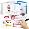 Gamenote Dry Erase Alphabet and Number Flash Cards - Write and Wipe Laminated ABC Letter Tracing Practice Card for Kindergarten (47 Flashcards with 2 Rings and Marker)