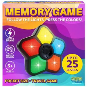 Gamie Classic Mini Electronic Memory Game, Handheld Brain Games for Kids and Adults, Travel Toy, Ages 4-12, 1 Piece