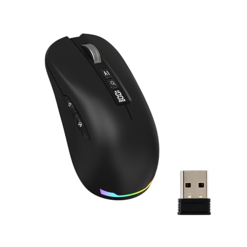 GAMINJA Ai Mouse with Voice Typing & ChatGPT Assistant,RGB Smart Mouse 200 Language Voice to Text Recorder Ergonomic Silent Wireless BT Mouse for Computer,Laptop, 6000 Responsive Upgrade (Black)