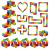 Ganowo 12 Pack Wacky Tracks - Rainbow Color Snap Click Fidget Toys for Kids Adults ADHD Finger Sensory Autism Stress Relief Keeps Fingers Busy and Minds Focused