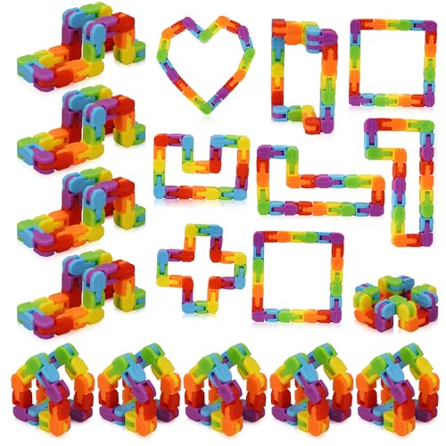 Ganowo 12 Pack Wacky Tracks - Rainbow Color Snap Click Fidget Toys for Kids Adults ADHD Finger Sensory Autism Stress Relief Keeps Fingers Busy and Minds Focused