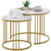 Garden 4 you Coffee Table Faux Marble Nesting Table for Small Place 2 Sets Modern Furniture Living Room Sets End Side Table Night Stand for Bed Room Dining Room (White & Gold)