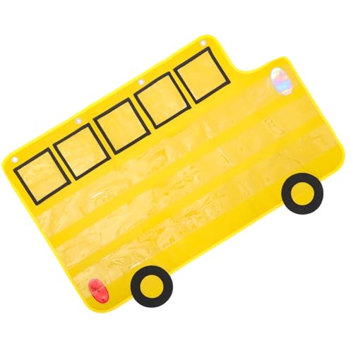 Garneck Bus Shaped Alphabet Pocket Chart Hanging Organizer with Pockets for Classroom and Home, Engages Young Learners in Alphabet and Word Recognition, Sturdy Cloth and Pet Material