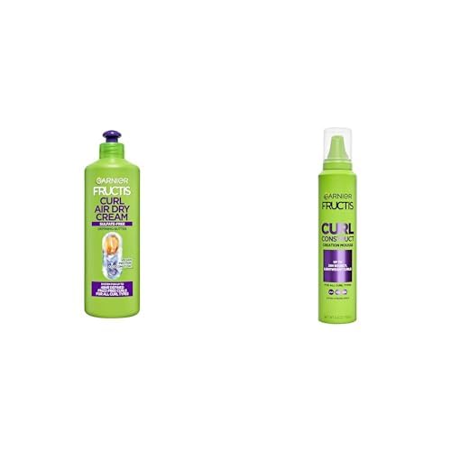 Garnier Fructis Air Dry Cream XL Leave In Conditioner & Curl Construct Creation Mousse Set, Provides Moisture, Long-Lasting Hold & Frizz Control For All Curl Types, 23.7 Fl Oz Set (Packaging May Vary)