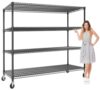 Garvee 4-Tiers Storage Shelves 2640LBS Heavy Duty Metal Shelves with Wheels