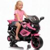 Garvee 6V Kids Electric Ride On Motorcycle – Battery Powered Toy with Training Wheels, LED Headlight, Realistic Sounds & Music, Non-Slip Tires, Outdoor Bike for Boys & Girls Ages 3-6, Light Pink