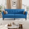 Garvee 75.2" Loveseat Couch, Modern Futon Couch Bed with Adjustable Backrest & Armrest, Comfy Chenille Pullout Futon for Living Room Bedroom Apartment, Royal Blue