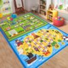 Garvee 8x10 Kids Playroom Rug, City Life Traffic Road Area Rug for Toy Cars, Washable Non Slip Maze Game Rugs Educational Learning Ultra Soft Colorful Nursery Mats for Children Baby Toddler