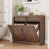Garvee Double Tilt Out Laundry Hamper Cabinet, Trash Can Cabinet