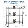 Garvee Heavy Duty Utility Cart, 990Lbs Capacity 3 Tier Rolling Carts with Wheels, Kitchen Cart on Wheels with Storage, Metal Serving Carts with Wire Shelving &Handle Bar, Black