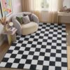 GarveeHome Checkered Black and White 4x6 Washable Rug Low-Pile for Bedroom