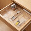 GarveeHome Expandable Drawer Organizer Set – Adjustable Clear PET Divider Trays for Office Desk, Kitchen, Bathroom, and Vanity Storage – Multi-Use Desktop Drawer Solution – 14-Piece Set