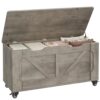 GarveeHome Storage Chest, Storage Trunk with 4 Wheels, 39.4 in Wooden Storage Bench with 2 Safety Hinges, Blanket Chest, Entryway Bench with Storage, Supports 350 LBS, for Living Room,Gray