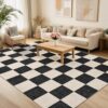 Garvee Modern Rug 5x7 Area Rugs for Living Room Washable Rugs, Black