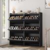 Garvee Shoe Cabinet with 6 Flip Drawers, Modern Freestanding Narrow Shoe Organizer with Adjustable Shelves, Flat Top for Storage, Wooden Shoe Cabinet for Entryway, Living Room, Hallway, Black