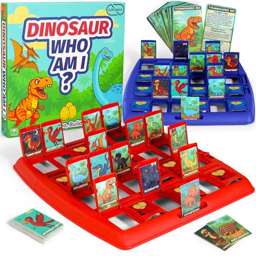 Garybank Guess Dinosaur Who Am I Games for Kids, 24 Educational Dino Cards with Facts & Inspiration, Dinosaur Learning Toys for Developing Critical Thinking and Speech Therapy, Age 6 and Up