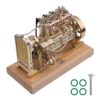 Gasoline Engine Model Kit, 12cc Vertical 4-Cylinder Water-Cooled OHV Internal Combustion Engine Model with Mechanical Speed Limiter for STEM Learning & Physical Experiment Demonstration