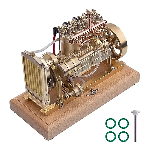 Gasoline Engine Model Kit, 12cc Vertical 4-Cylinder Water-Cooled OHV Internal Combustion Engine Model with Mechanical Speed Limiter for STEM Learning & Physical Experiment Demonstration