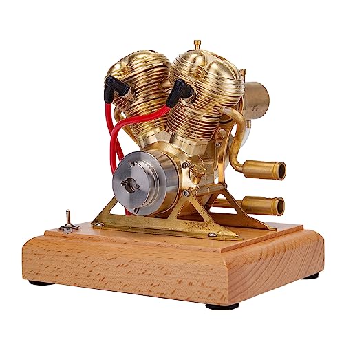 Gasoline Engine Model Kit, Miniature 4.3CC OHV V-Twin Double-Cylinder 4-Stroke Air-Cooled Internal Combustion Engine Model for STEM Learning & Physical Experiment Demontration